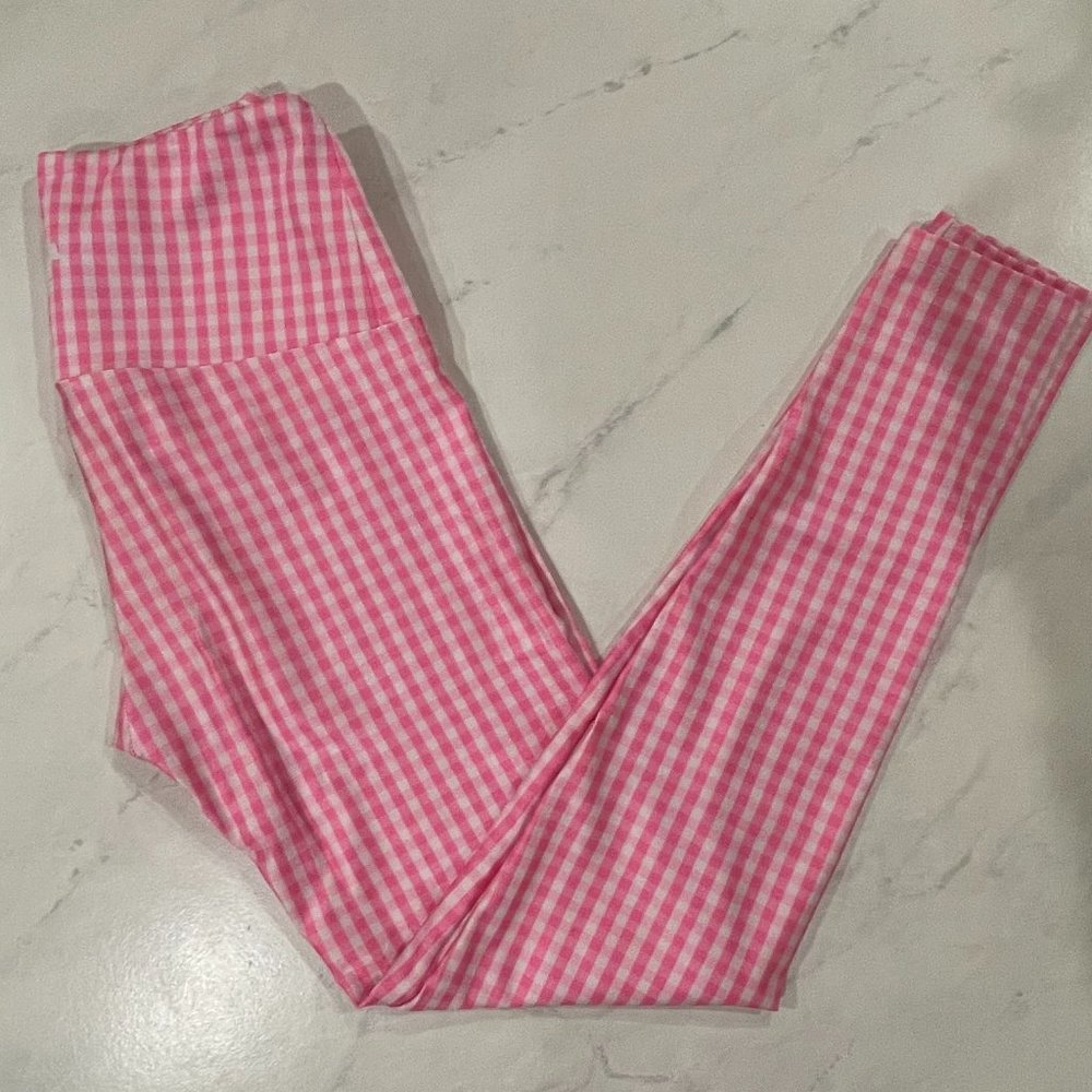 Goldsheep High-Waisted Pink Gingham 7/8 Leggings